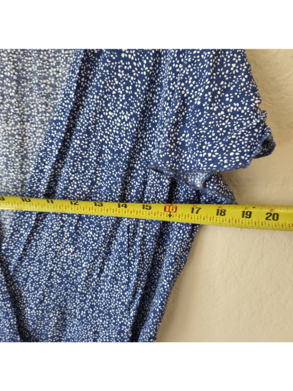 Zesica Wrap Ruffler Midi Dress Womens M Blue/White Floral Short Sleeve VNeck - Picture 16 of 16